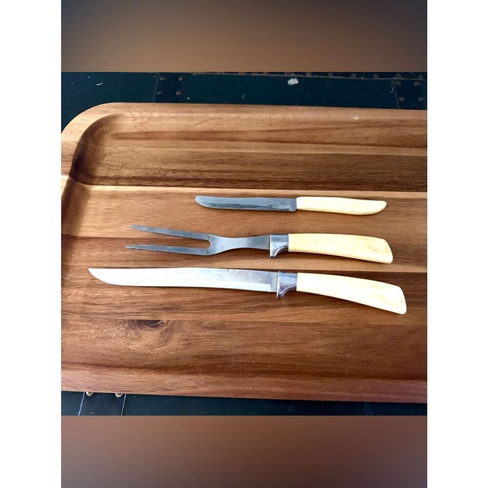 3 Piece Quick Cut Carving Knife Fork Steak Vintage USA Made